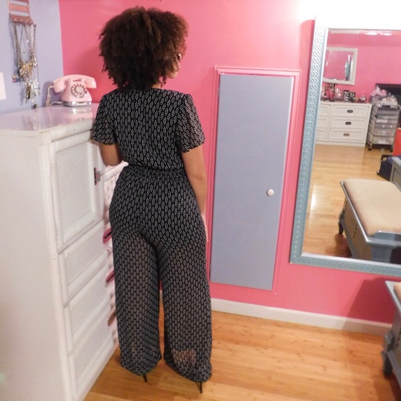 Sheer V-Neck Jumpsuit - Picture 2 of 5